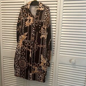 Elegant Black and Gold Chain Print Dress. New Year Fire Horse 2026 style